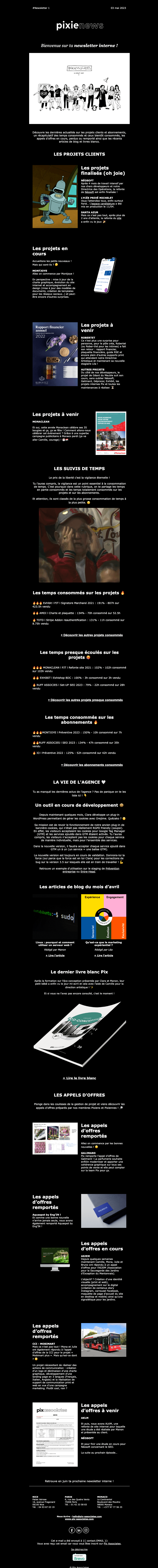 Capture du rendu du composant PixieNews