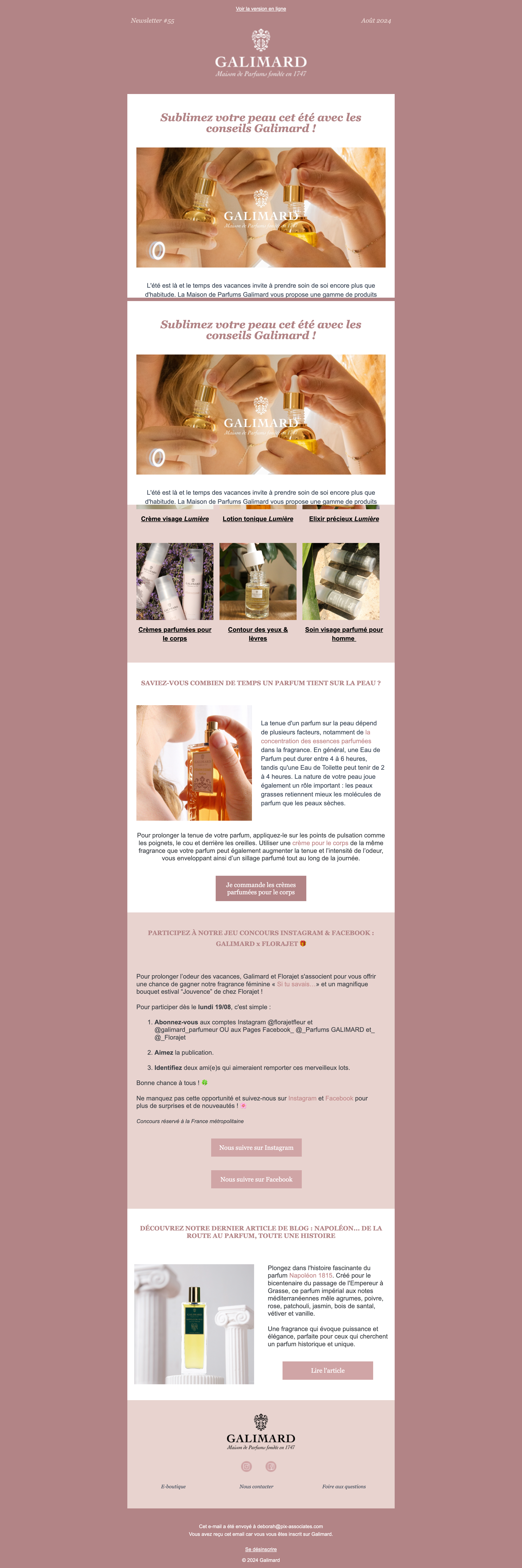 Capture du rendu du composant Galimard - Newsletter