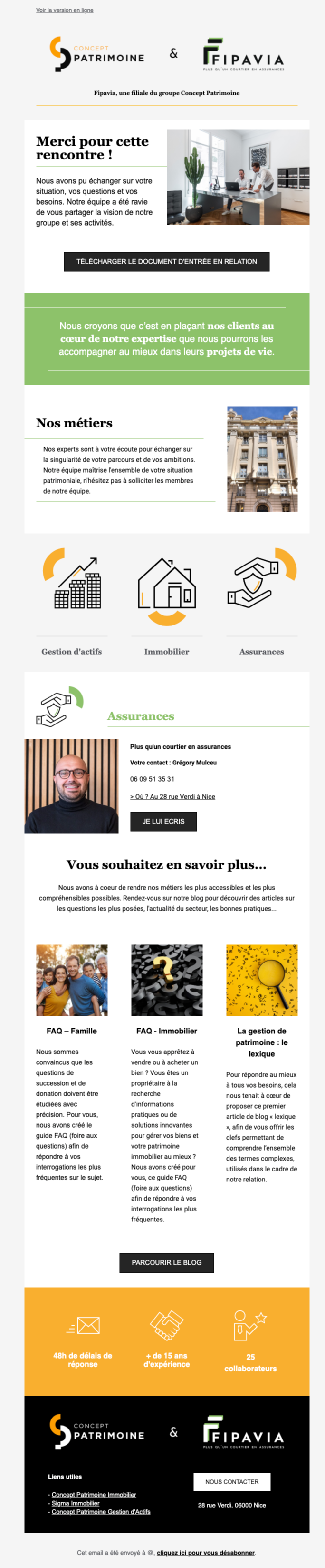 Capture du rendu du composant Concept x Fipavia - Post Rencontre