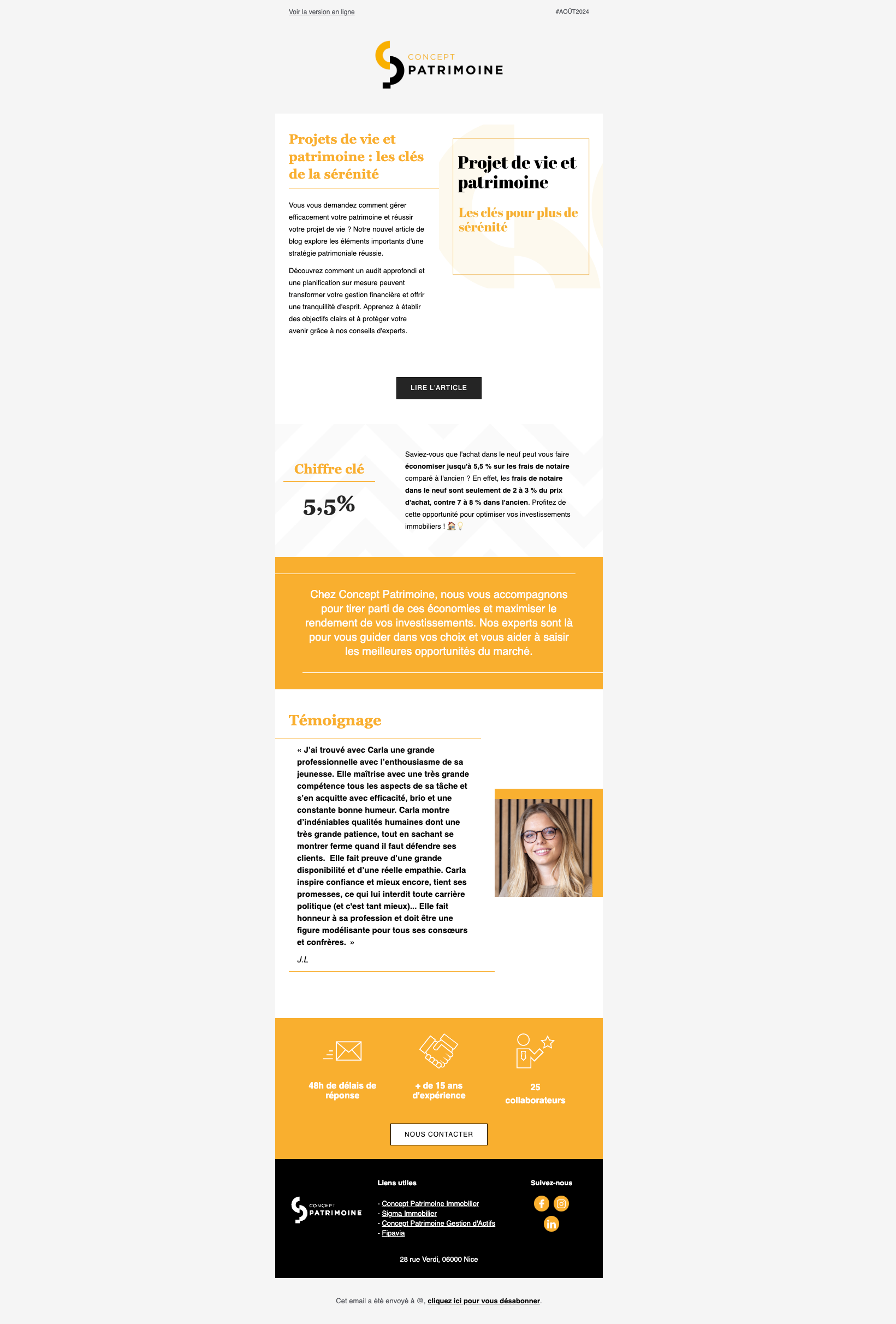 Capture du rendu du composant Concept Patrimoine - Newsletter